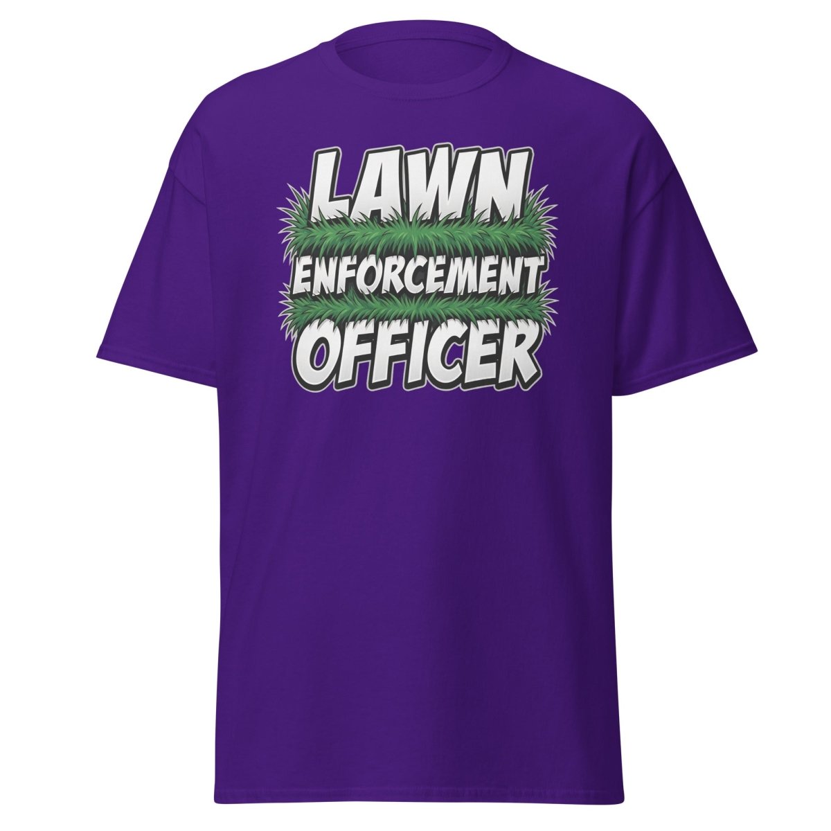 Lawn Enforcement Officer Funny Gardening T-Shirt - Purple - TeeRipple