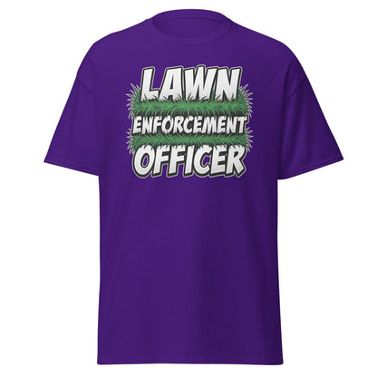 Lawn Enforcement Officer Funny Gardening T-Shirt - Purple - TeeRipple