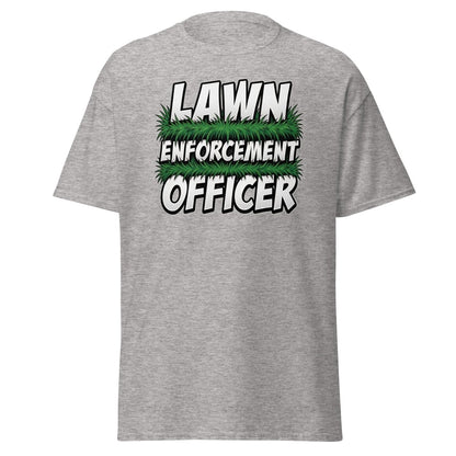 Lawn Enforcement Officer Funny Gardening T-Shirt - Sport Grey - TeeRipple