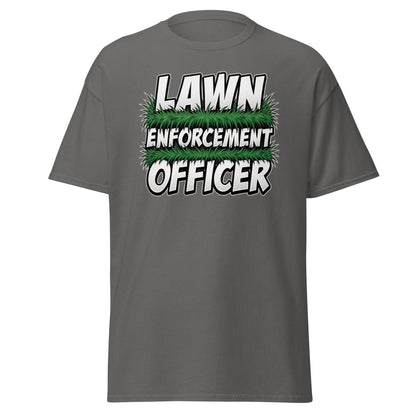 Lawn Enforcement Officer Funny Gardening T-Shirt - Charcoal - TeeRipple