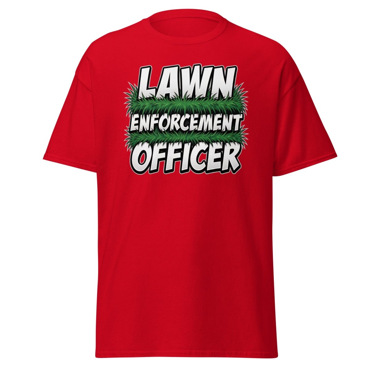 Lawn Enforcement Officer Funny Gardening T-Shirt - Red - TeeRipple