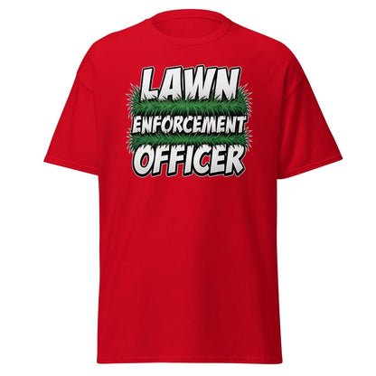 Lawn Enforcement Officer Funny Gardening T-Shirt - Red - TeeRipple