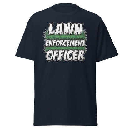 Lawn Enforcement Officer Funny Gardening T-Shirt - Navy - TeeRipple