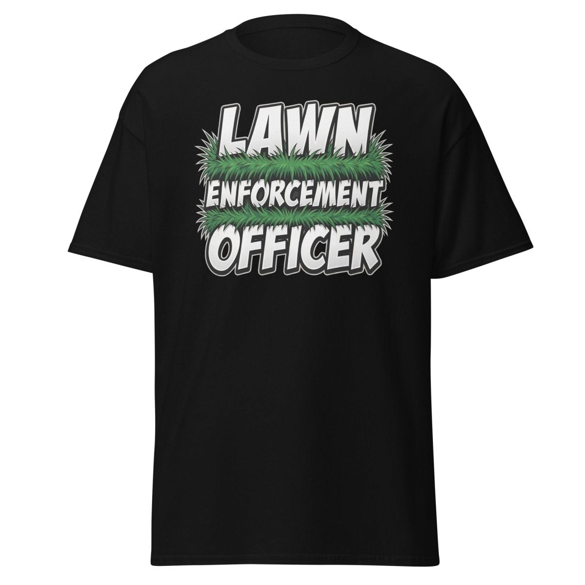 Lawn Enforcement Officer Funny Gardening T-Shirt - Black - TeeRipple