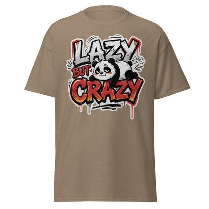 Lazy But Crazy Panda T-Shirt | Funny Graffiti Graphic Tee - Brown Savana - TeeRipple