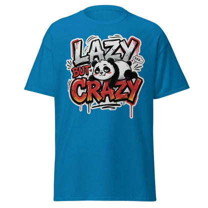 Lazy But Crazy Panda T-Shirt | Funny Graffiti Graphic Tee - Sapphire - TeeRipple