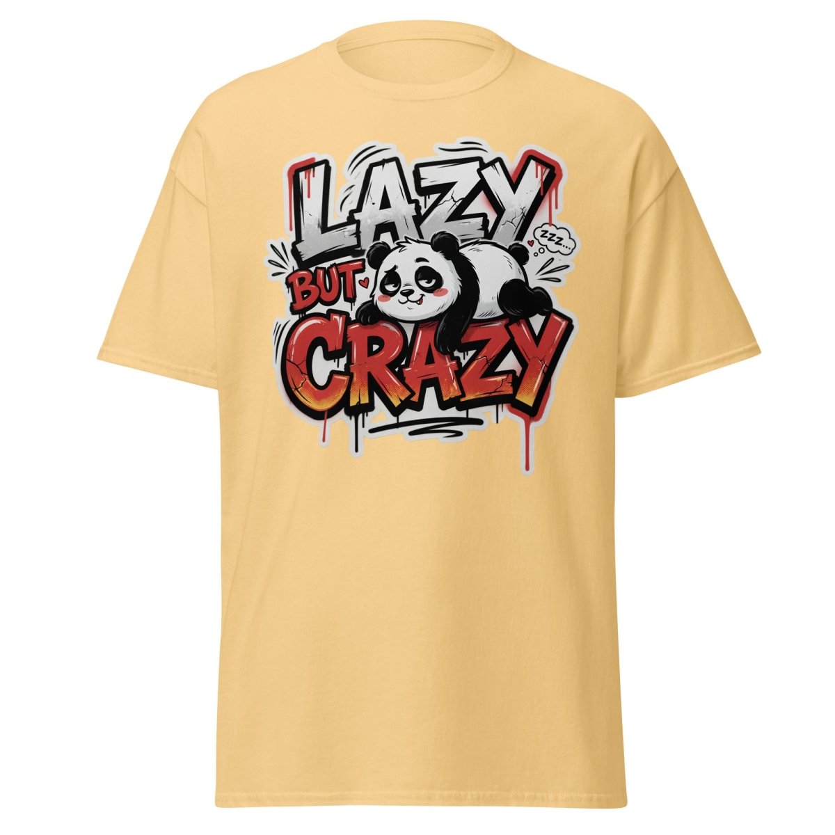 Lazy But Crazy Panda T-Shirt | Funny Graffiti Graphic Tee - Yellow Haze - TeeRipple