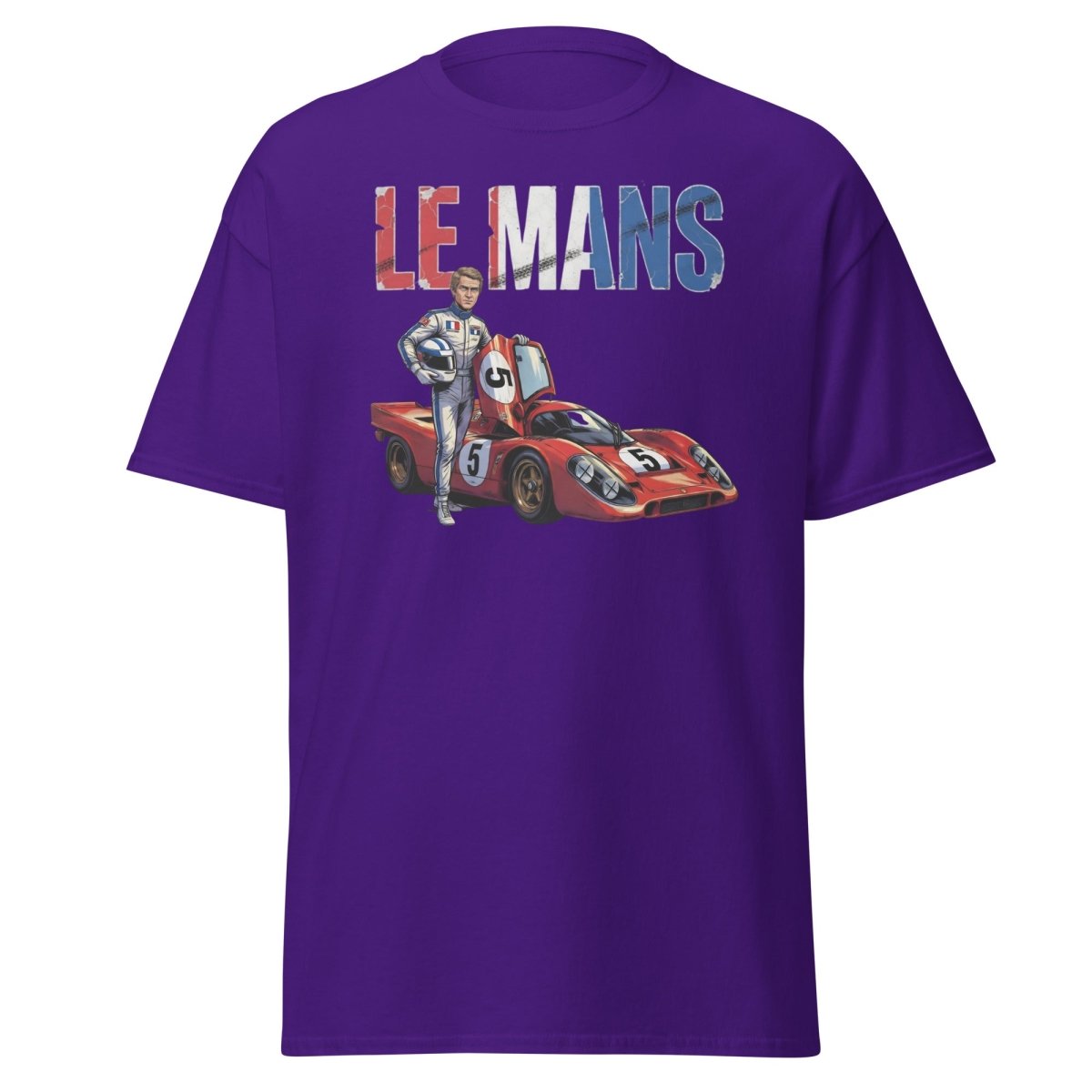Le Mans Steve McQueen Porsche 917 Racing T-Shirt - Purple - TeeRipple