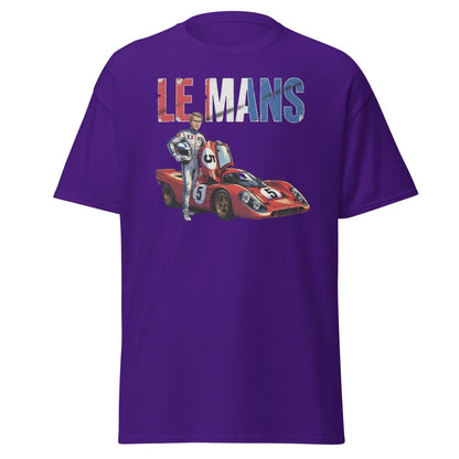 Le Mans Steve McQueen Porsche 917 Racing T-Shirt - Purple - TeeRipple