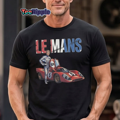 Le Mans Steve McQueen Porsche 917 Racing T-Shirt - Maroon - TeeRipple