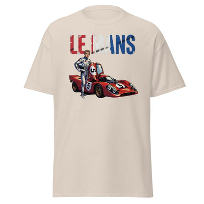 Le Mans Steve McQueen Porsche 917 Racing T-Shirt - Natural - TeeRipple