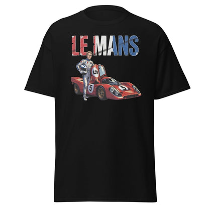 Le Mans Steve McQueen Porsche 917 Racing T-Shirt - Black - TeeRipple