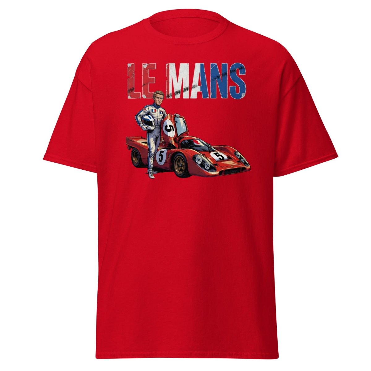 Le Mans Steve McQueen Porsche 917 Racing T-Shirt - Red - TeeRipple