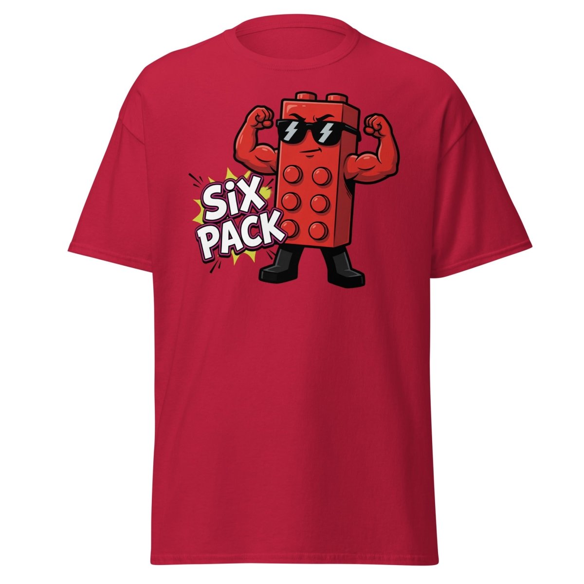 Lego Six Pack Muscular Red Brick T-Shirt – Funny Gym Tee - Cardinal - TeeRipple