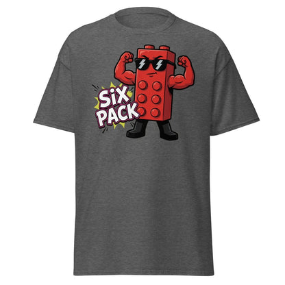 Lego Six Pack Muscular Red Brick T-Shirt – Funny Gym Tee - Dark Heather - TeeRipple
