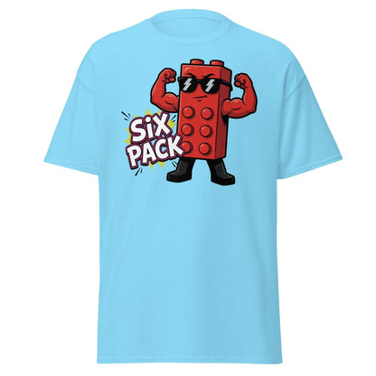 Lego Six Pack Muscular Red Brick T-Shirt – Funny Gym Tee - Sky - TeeRipple