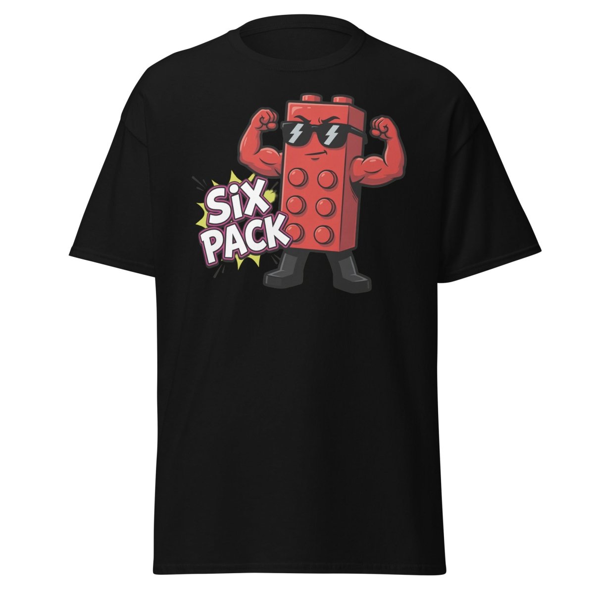 Lego Six Pack Muscular Red Brick T-Shirt – Funny Gym Tee - Black - TeeRipple