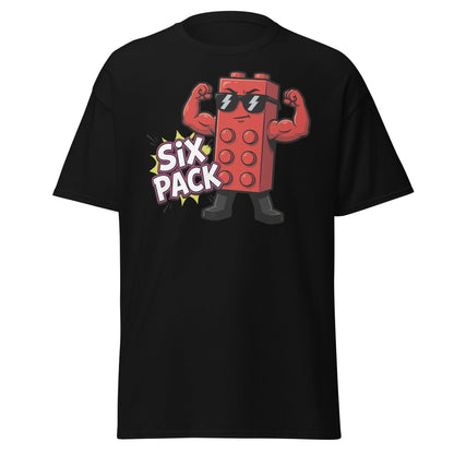 Lego Six Pack Muscular Red Brick T-Shirt – Funny Gym Tee - Black - TeeRipple