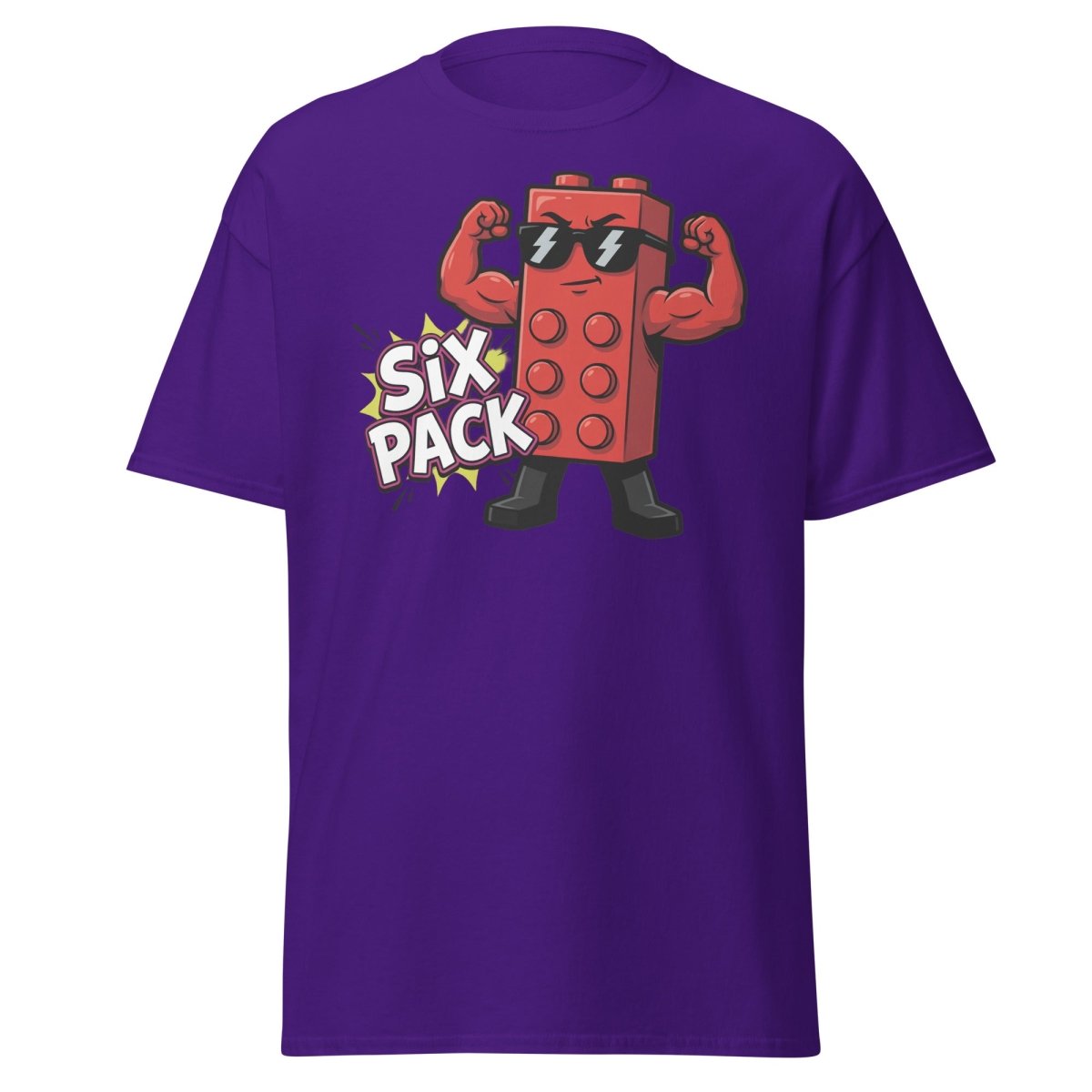 Lego Six Pack Muscular Red Brick T-Shirt – Funny Gym Tee - Purple - TeeRipple