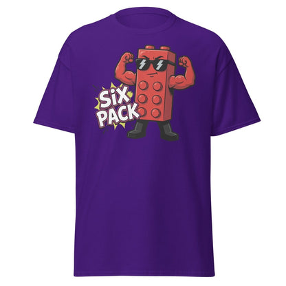 Lego Six Pack Muscular Red Brick T-Shirt – Funny Gym Tee - Purple - TeeRipple