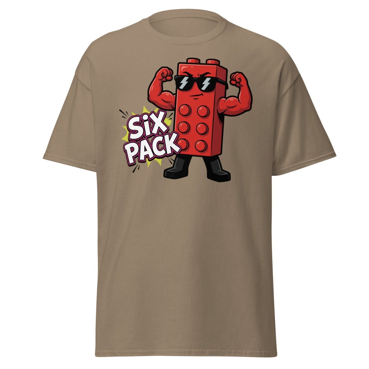Lego Six Pack Muscular Red Brick T-Shirt – Funny Gym Tee - Brown Savana - TeeRipple