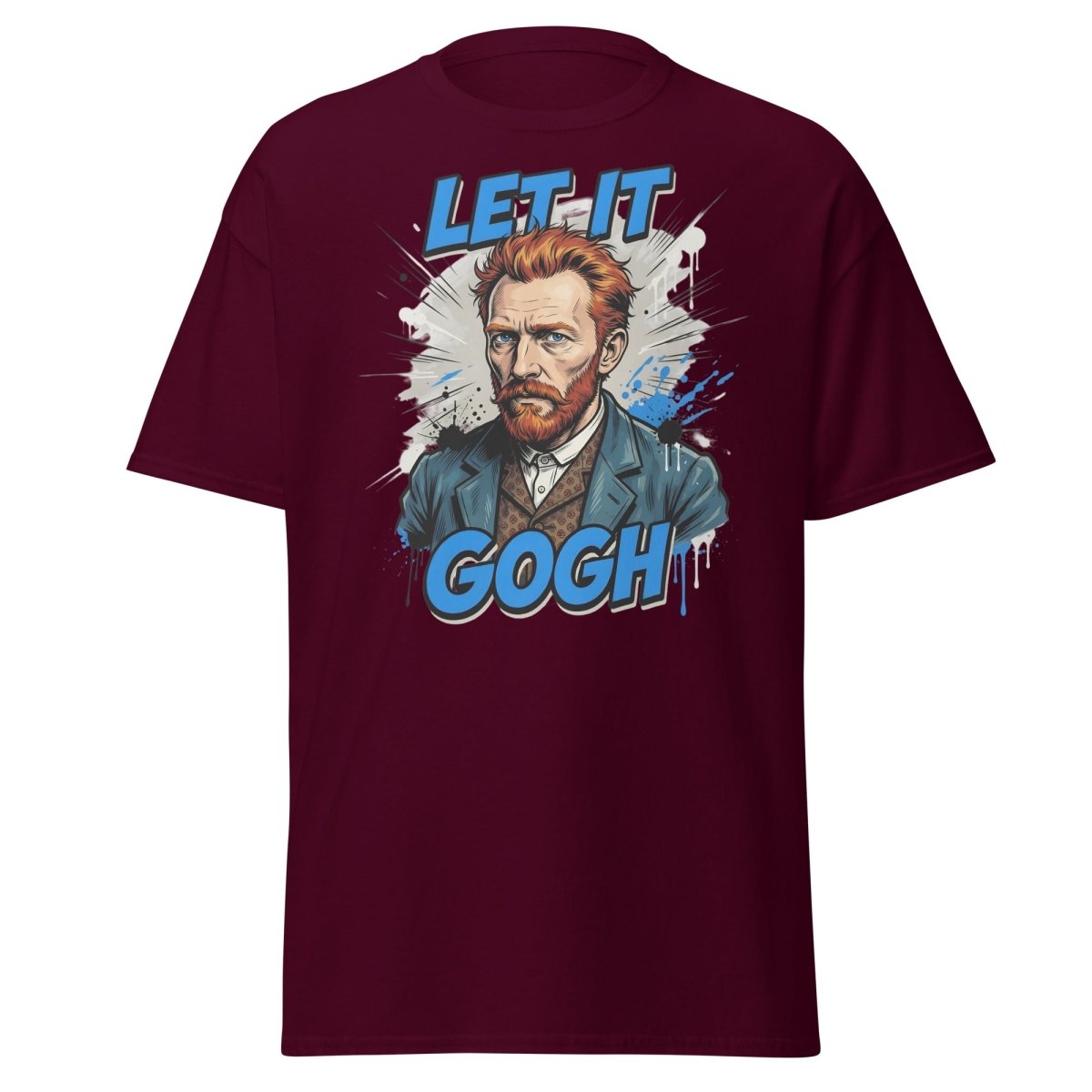 Let It Gogh Van Gogh T-Shirt – Funny Artist Pun Tee - Maroon - TeeRipple