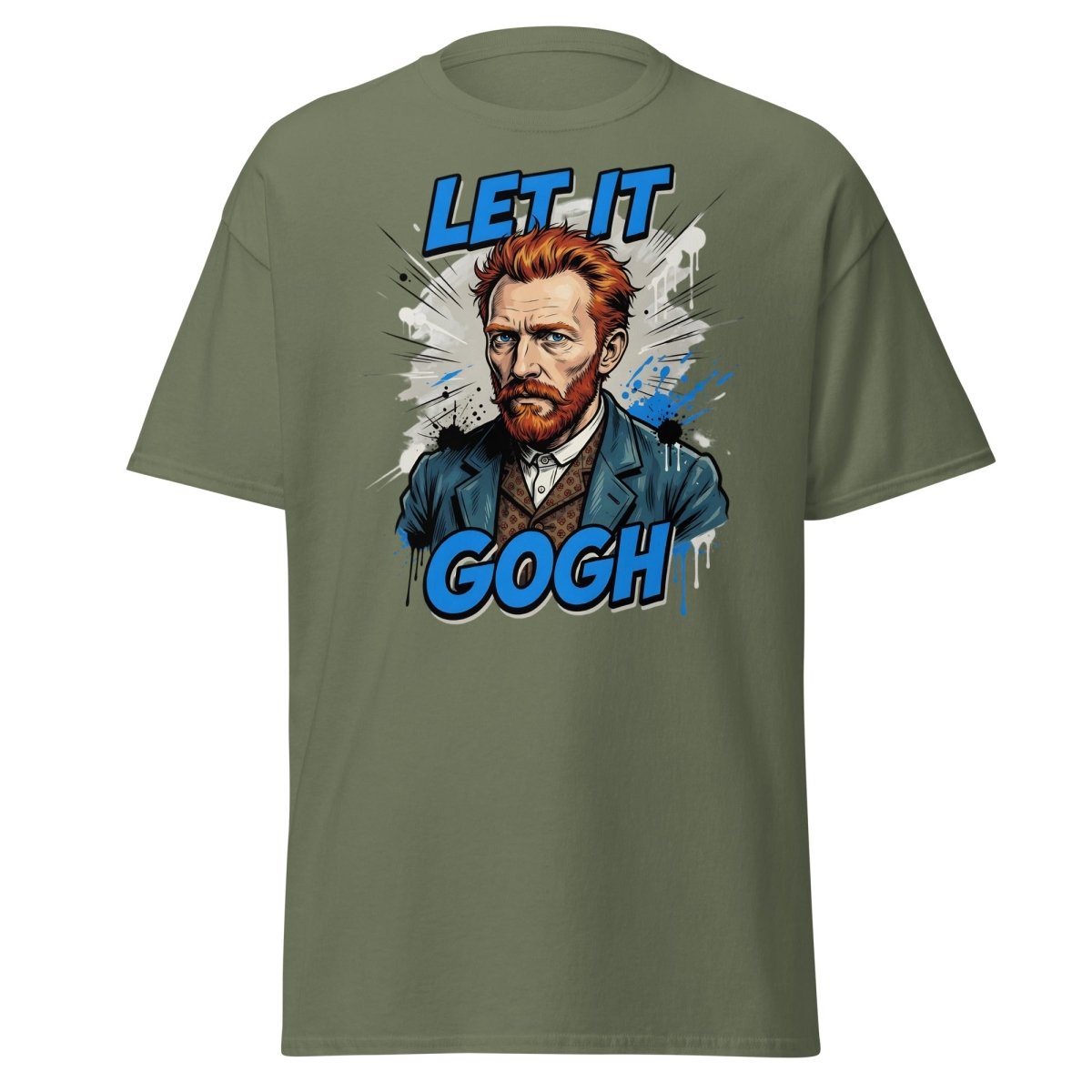 Let It Gogh Van Gogh T-Shirt – Funny Artist Pun Tee - Military Green - TeeRipple