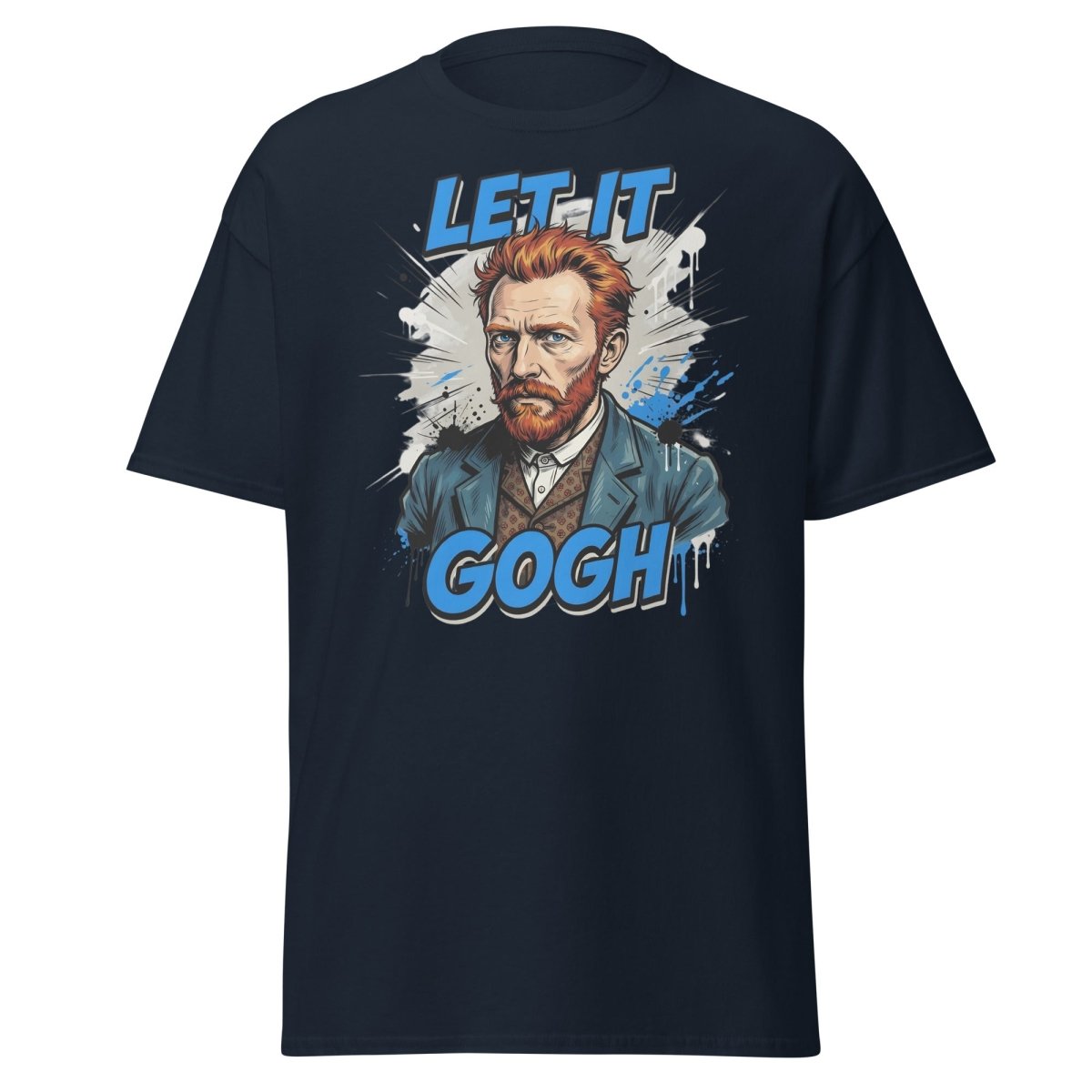 Let It Gogh Van Gogh T-Shirt – Funny Artist Pun Tee - Navy - TeeRipple