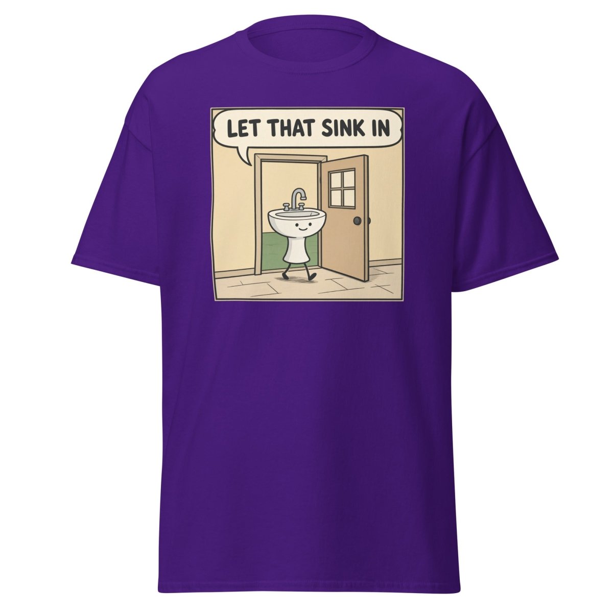Let That Sink In Funny Cartoon Sink Pun T-Shirt - Purple - TeeRipple