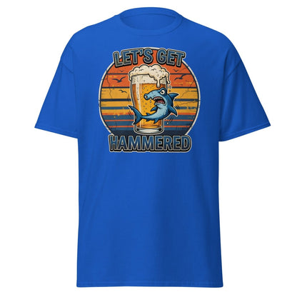 Let's Get Hammered Hammerhead Shark Beer T-Shirt - Royal - TeeRipple