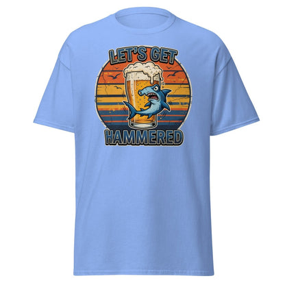 Let's Get Hammered Hammerhead Shark Beer T-Shirt - Carolina Blue - TeeRipple