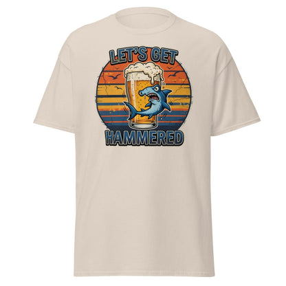 Let's Get Hammered Hammerhead Shark Beer T-Shirt - Natural - TeeRipple