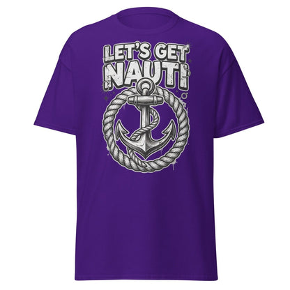 Let's Get Nauti Funny Nautical Anchor T-Shirt - Purple - TeeRipple
