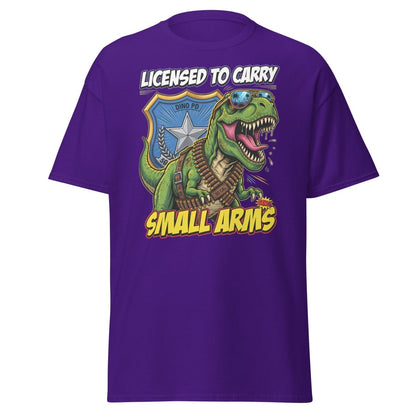 Licensed to Carry Small Arms T - Rex Funny T-Shirt - Purple - TeeRipple