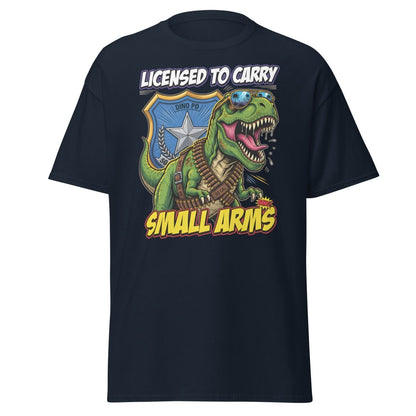 Licensed to Carry Small Arms T - Rex Funny T-Shirt - Navy - TeeRipple