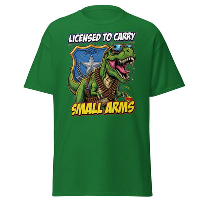 Licensed to Carry Small Arms T - Rex Funny T-Shirt - Turf Green - TeeRipple
