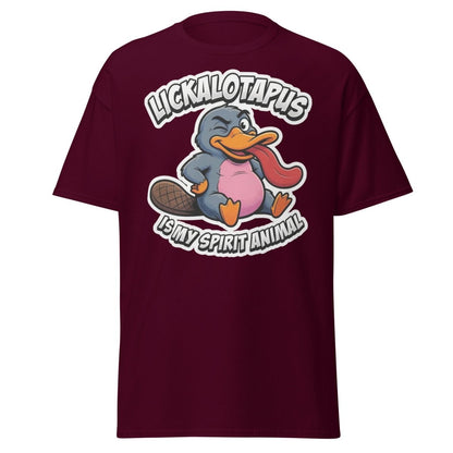 Lickalotapus Is My Spirit Animal Funny Platypus T-Shirt - Maroon - TeeRipple