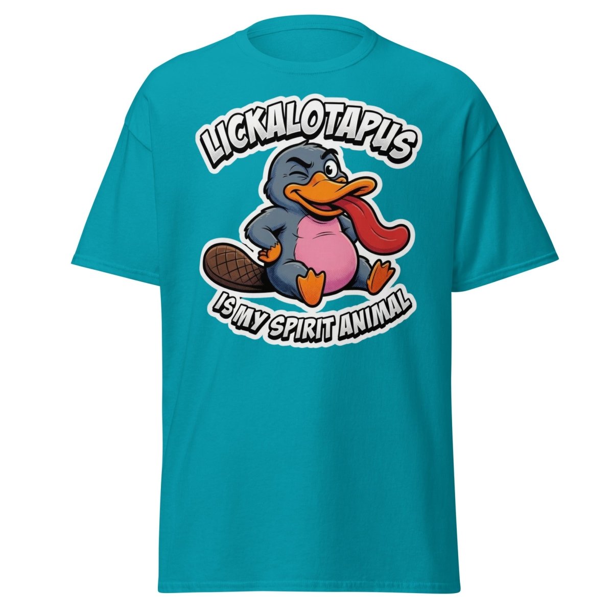 Lickalotapus Is My Spirit Animal Funny Platypus T-Shirt - Tropical Blue - TeeRipple