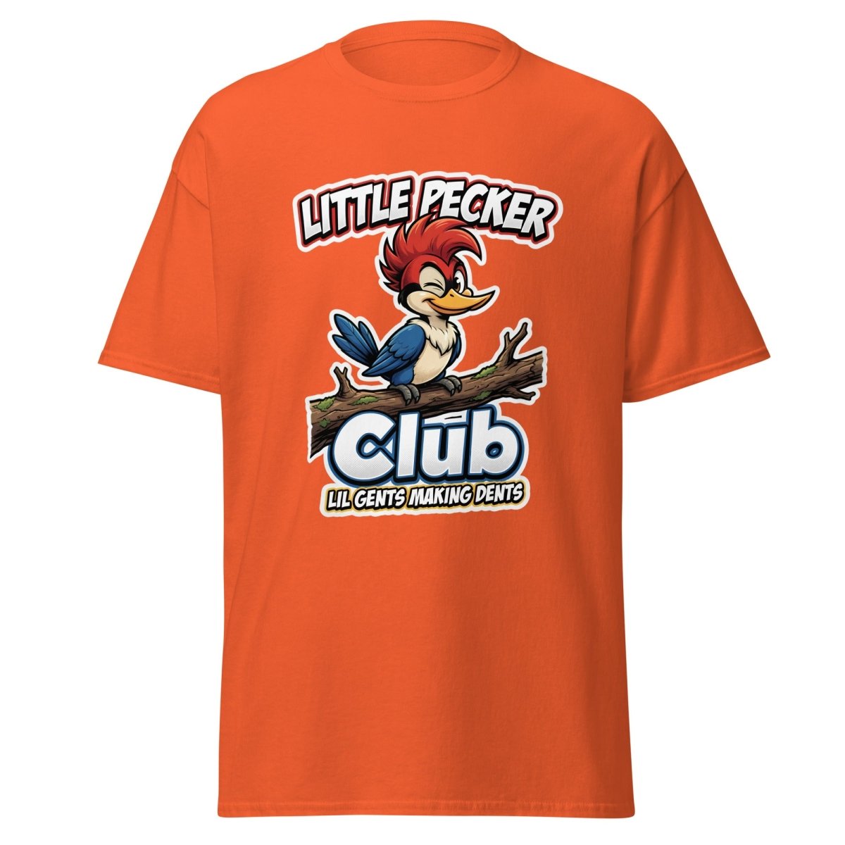 Little Pecker Club Funny Woodpecker T-Shirt - Orange - TeeRipple