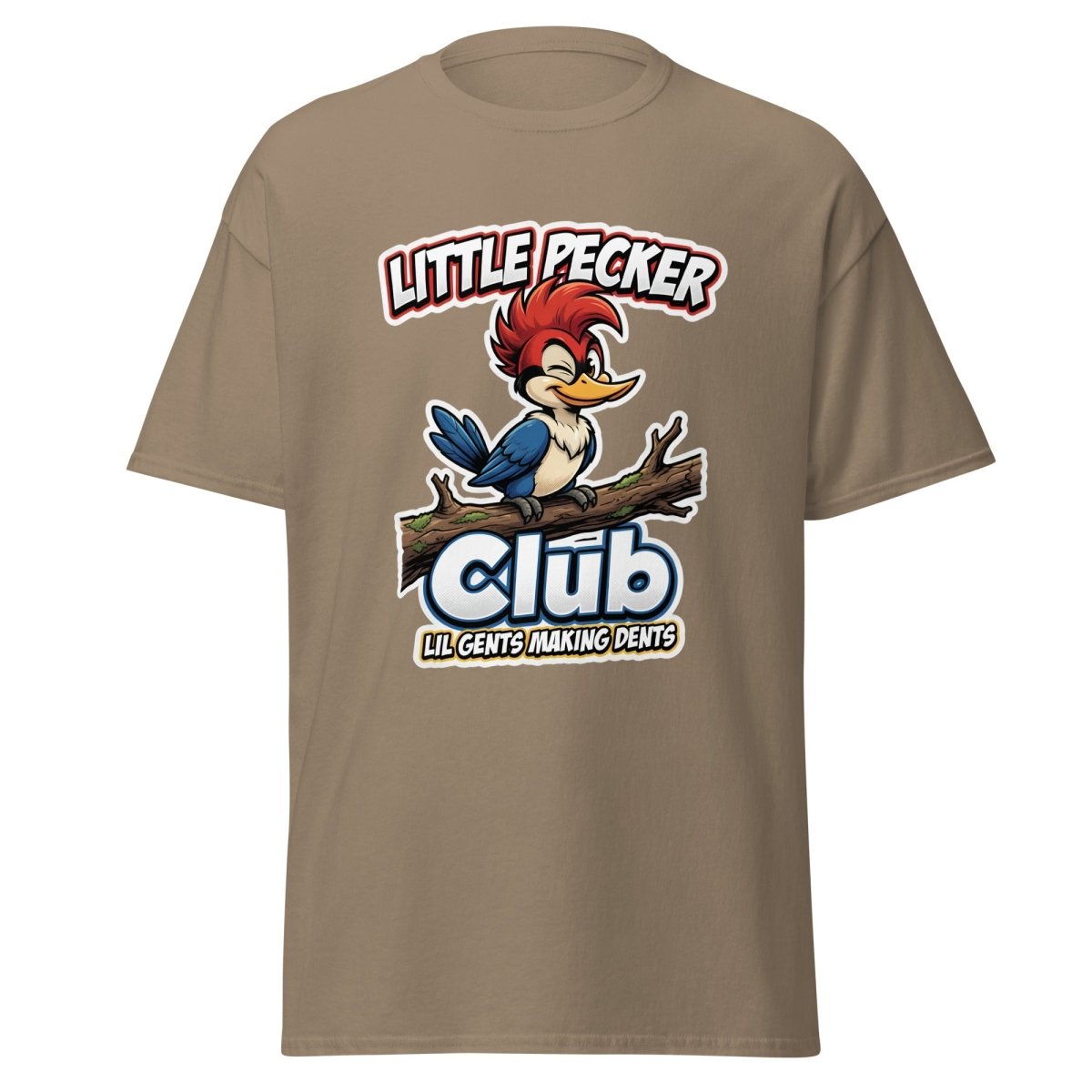 Little Pecker Club Funny Woodpecker T-Shirt - Brown Savana - TeeRipple