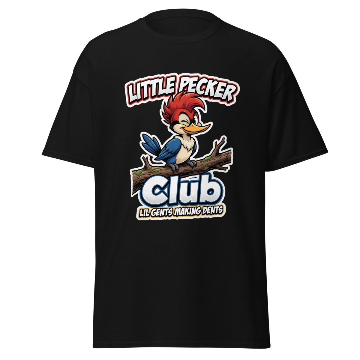 Little Pecker Club Funny Woodpecker T-Shirt - Black - TeeRipple