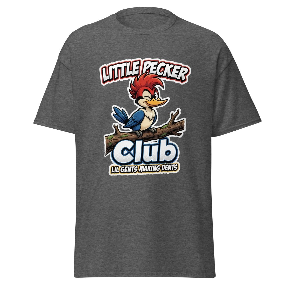 Little Pecker Club Funny Woodpecker T-Shirt - Dark Heather - TeeRipple