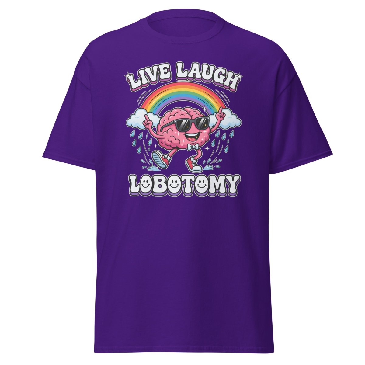 Live Laugh Lobotomy Funny Brain T-Shirt - Purple - TeeRipple