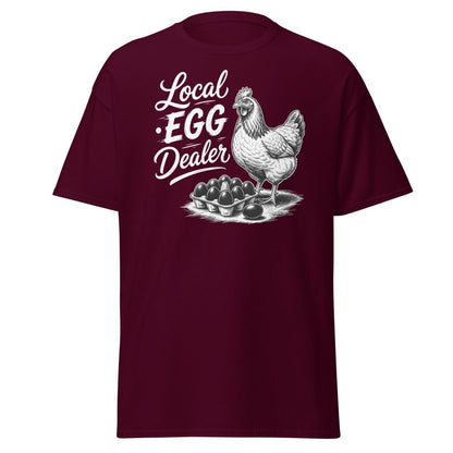 Local Egg Dealer Funny Chicken T-Shirt - Maroon - TeeRipple