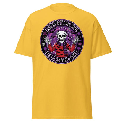 Look At Me All Festive And Shit Skeleton T-Shirt - Daisy - TeeRipple