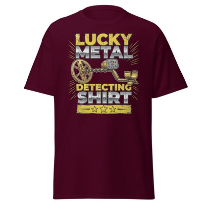 Lucky Metal Detecting Shirt - Metal Detector Tee - Maroon - TeeRipple