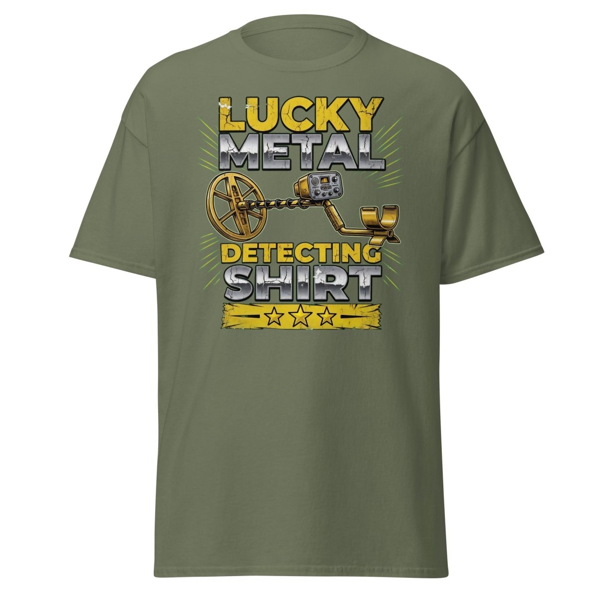 Lucky Metal Detecting Shirt - Metal Detector Tee - Military Green - TeeRipple