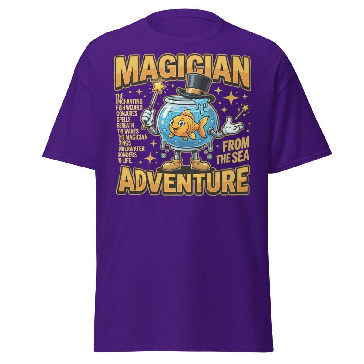 Magician Fish Adventure Tee – Funny Underwater Wizard Shirt - Purple - TeeRipple