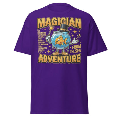 Magician Fish Adventure Tee – Funny Underwater Wizard Shirt - Purple - TeeRipple