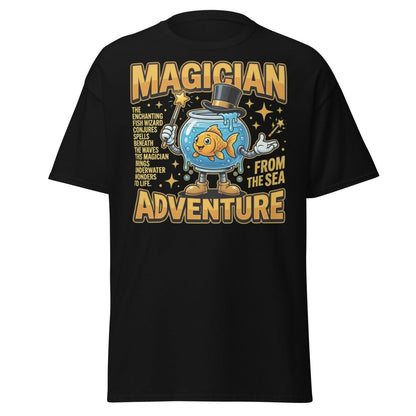 Magician Fish Adventure Tee – Funny Underwater Wizard Shirt - Black - TeeRipple